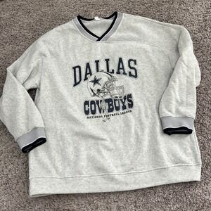 Chicyea Dallas Cowboys NFL Graphic Sweatshirt Gray V-Neck Mens Medium